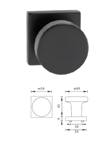 Ajtószerelvények MP Ball fix-HR (fekete)