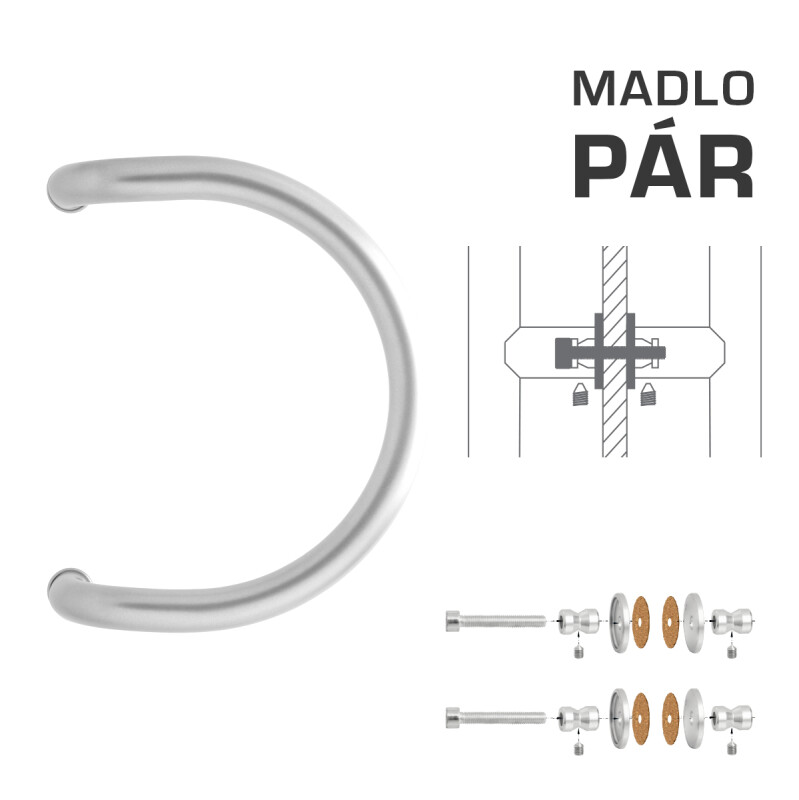 AJTÓKINCS MP M1 WA/AS-GLASS - pár (BN - szálcsiszolt rozsdamentes acél)