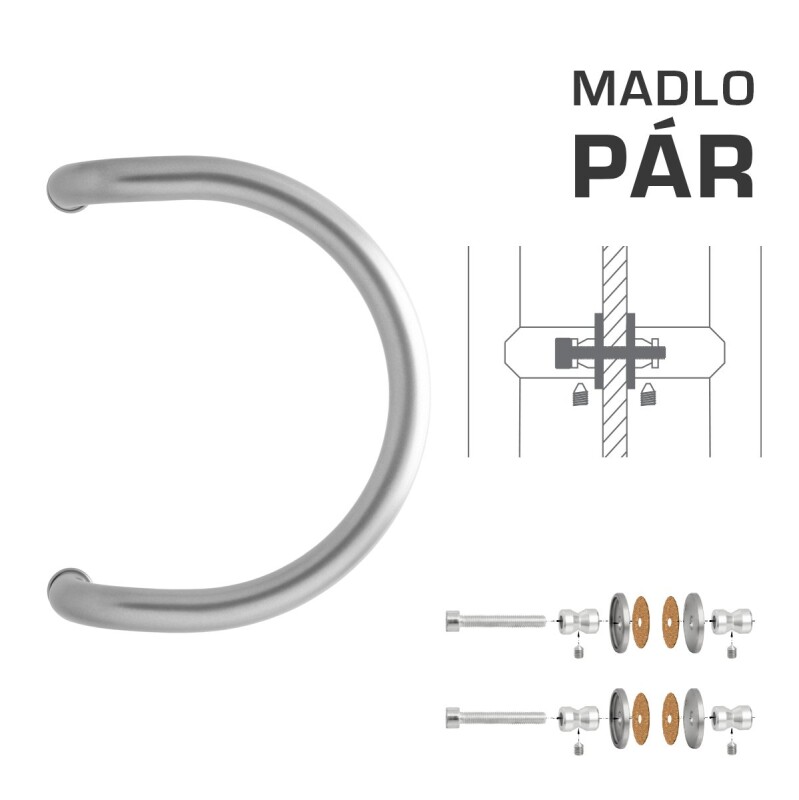 AJTÓKILINCS MP M1 WA/AS-GLASS - pár (ezüst RAL 9006)