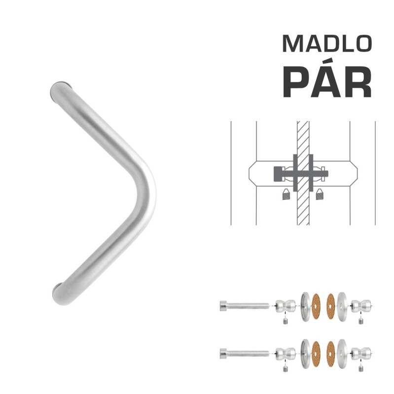 AJTÓKINCS MP M6 WA/AS-GLASS - pár (BN - szálcsiszolt rozsdamentes acél)