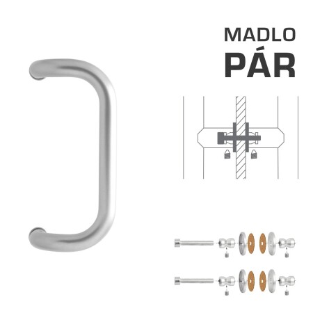 AJTÓKINCS M2 WA/AS-GLASS - pár (BN - szálcsiszolt rozsdamentes acél)