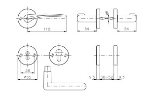 Ajtóvasalat ROSTEX IDEAL/SNH (fényes KRÓM – ROZSDAMENTES ACÉL)