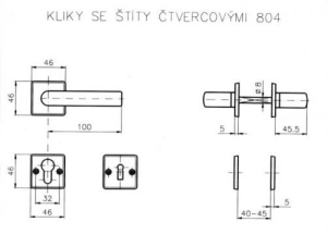 Építési vasalat ROSTEX 804 square (KRÓM FÉNYES ROZSDAMENTES ACÉL)