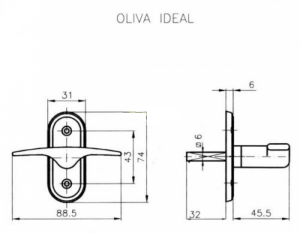 Ablak olíva ROSTEX IDEAL (KRÓM ROZSDAMENTES ACÉL)