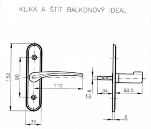 Ablakszerelvények ROSTEX fogantyú és pajzserkély IDEAL (KRÓM ROZSDAMENTES ACÉL)