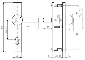 Biztonsági szerelvények ROSTEX BK 802/O BARYT (ROSDAMENTES ACÉL MAT TITAN GOLD)