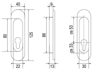 Tolóajtók tolóajtókhoz MP OVAL FT 3665 PZ/D