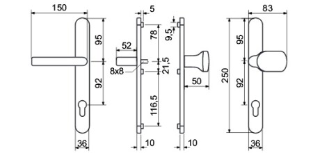 Ajtóprofil vasalat RICHTER RHD 0030 (F1, F4, F9, FEHÉR, ANTRACIT, FEKETE)