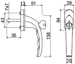 Ablak vasalat RICHTER RHW L 009 SU (F1, F4, F9, FEHÉR, ANTRACIT, FEKETE)