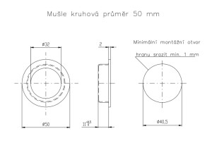 Héj tolóajtókhoz ROSTEX kerek átmérő 50 mm (MAT ROZSDAMENTES ACÉL)