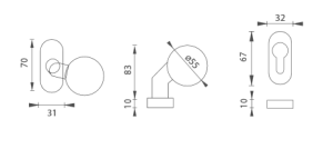 Ajtószerelvények MP Ball offset 55 set-UOR (GRÁROLT ROZSDAMENTES ACÉL)