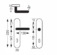 Ajtó vasalat Lienbacher Tilly 310/305 (ezüst fekete)