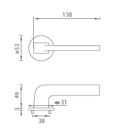 Ajtószerelvények MP Supra - R 3097 5S (BS - Matt fekete)