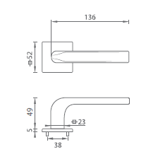 Ajtószerelvények MP TI - IDEAL - HR 4162Q 5S (OCS - Szálcsiszolt króm)