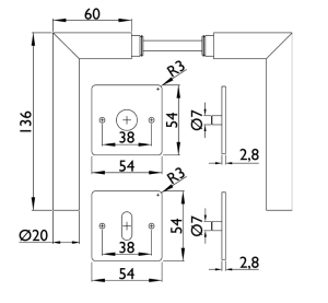 Ajtószerelvények TWIN VISION HR H 1802FL FAST LOCK (CM)