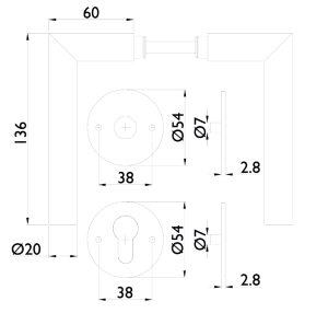 Ajtószerelvények TWIN VISION H 1802FL FAST LOCK (CM)