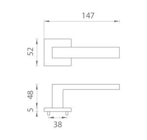 Ajtó vasalat MP - AS - TILIA - HR 5S (fényes grafit - US PVD)