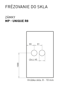 MP - UNIQUE R8 - Üveg ZÁR ERBA fogantyúval - elülső nyílás nélkül (BS - Matt fekete)