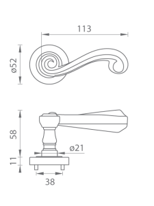 Ajtószerelvények MP CARLA - R 738 (OBA - Antik bronz)