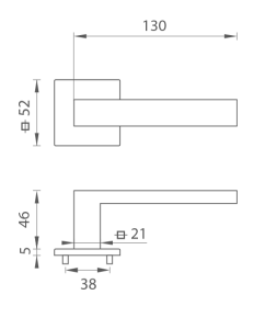 Ajtószerelvények MP TI - SQUARE - HR 2275Q 5S (BS - Matt fekete)