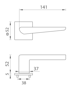 Ajtószerelvények MP TI - TIGA - HR 4154Q 5S (T - Titán)