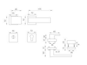 Biztonsági szerelvények MP CUBO / SQUARE - HR 3230/2275 (T - Titanium)