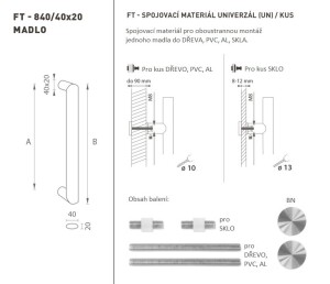 MP FT - KANULCS kód K40 40x20 mm UN (BN - Szálcsiszolt rozsdamentes acél) - db