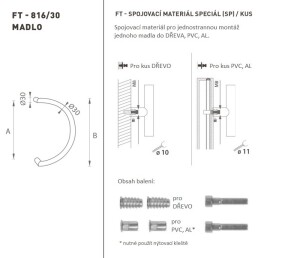 AJTÓKINCS MP kód K16 Ø 30 mm SP - db (BN - Szálcsiszolt rozsdamentes acél)