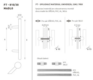 AJTÓKINCS MP kód K10 Ø 30 mm UN - pár (BS - Matt fekete)