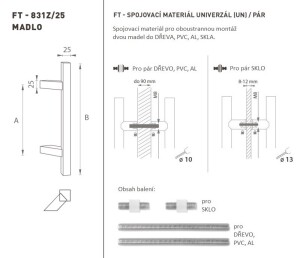 AJTÓKINCS MP kód K31Z 25x25 mm UN - pár (BN - szálcsiszolt rozsdamentes acél)