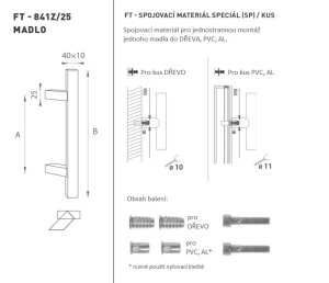 AJTÓKINCS MP kód K41Z 40x10 mm SP - db (BN - Szálcsiszolt rozsdamentes acél)