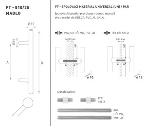 AJTÓKINCS MP kód K10 Ø 35 mm UN - pár (WS - Fehér matt)