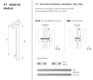 AJTÓKINCS MP kód K02K 25x25 mm UN - pár (BN - szálcsiszolt rozsdamentes acél)