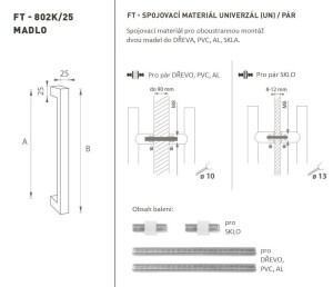 AJTÓKINCS MP kód K02K 25x25 mm - UN pár (BS - Matt fekete)