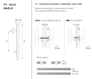 AJTÓKINCS MP kód K41S 40x10 mm UN - pár (BN - szálcsiszolt rozsdamentes acél)