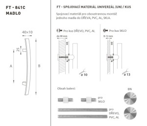 AJTÓKINCS MP kód K41C 40x10 mm UN - db (BN - Szálcsiszolt rozsdamentes acél)