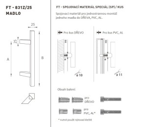 AJTÓKINCS MP kód K31Z 25x25 mm SP - db (BN - Szálcsiszolt rozsdamentes acél)