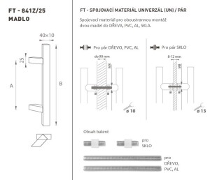 AJTÓKINCS MP kód K41Z 40x10 mm UN - pár (BN - szálcsiszolt rozsdamentes acél)