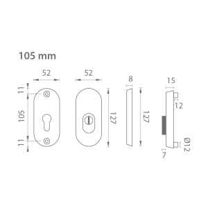 MP AXA ajtórozetta - BETA2 PLUS (F1 - természetes eloxált)