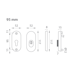 MP AXA ajtórozetta - BETA2 PLUS (F1 - természetes eloxált)