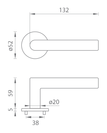 Ajtó vasalat MP TI - FAVORIT - R 4152 5S (T - Titanium)