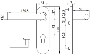 Ajtószerelvények TWIN VISION H 1802 FS (E)