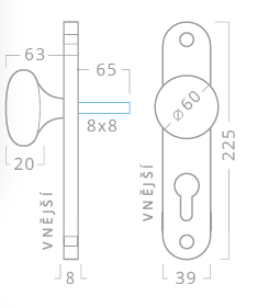 Ajtó vasalat ACT Jana (MATTE NICKEL)