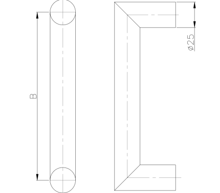 Fogantyú TWIN BJ 118002, ∅ 25 mm - darab (rozsdamentes acél)