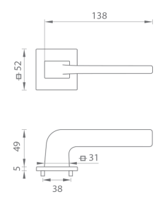 Ajtószerelvények MP DARA - HR 4007 5SQ T1 (BS - Matt fekete)