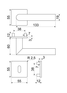 Ajtó vasalat RICHTER RK.CML-FORM (ROSDAMENTES ACÉL)