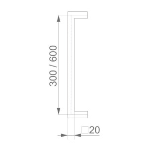 Rozsdamentes acél kilincs &quot;U&quot; HOLAR, 20x20 mm négyzet - szatén szőnyeg