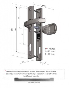 KIÁRUSÍTÁS Megerősített szerelvények MP Felix (SILVER 9006), PZ fogantyú/fogantyú, osztás 90 mm