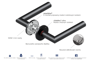 Ajtószerelvények QOLIBRI Smartbloc rejtett HERO 1106 - R (fekete szatén)