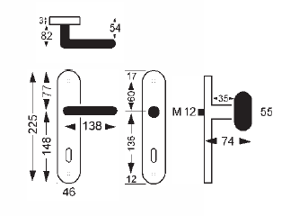 KIÁRUSÍTÁS Ajtószerelvények Lienbacher Tilly 310/303 (ezüst fekete) - BB - osztás 90 mm